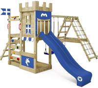 WICKEY Tour de jeux DragonFlyer avec balançoire & toboggan, maison de jeux avec bac à sable, échelle d'escalade & accessoires de jeux - bleu