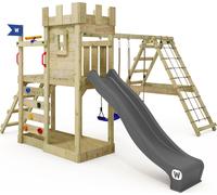 WICKEY Tour de jeux GateFlyer avec annexe à grimper, double balançoire et toboggan - anthracite