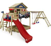 WICKEY Tour de jeux Marvel Spider-Man Saga avec balançoire & toboggan, maison sur pilotis avec bac à sable, échelle d'escalade & accessoires de jeu