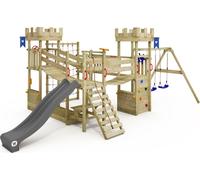 WICKEY Tour de jeux Smart Arch avec filet à grimper, double balançoire, pont basculant et toboggan - anthracite