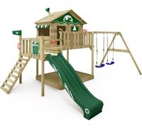 WICKEY Tour de jeux Smart Coast avec balançoire & toboggan, maison sur pilotis avec bac à sable, échelle d'escalade & accessoires de jeu - vert