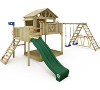 WICKEY Aire de jeux Portique bois Smart Fjord avec balançoire et toboggan vert