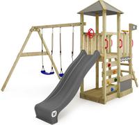 WICKEY Tour de jeux Smart Savana avec balançoire & toboggan, maison de jeux avec échelle d'escalade & accessoires de jeux - anthracite