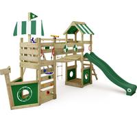 WICKEY Tour de jeux StormFlyer avec balançoire & toboggan, cabane avec bac à sable, échelle d'escalade & accessoires de jeu - vert