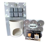 Wickford & Co - Ensemble brûleur de cire et brûleur de cire avec bougies chauffe-plat - Brûleur de cire en céramique, 6 fondants de cire parfumés, 18 bougies chauffe-plat parfumées de 4 heures -