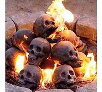 WICKYPRINCE Terrifying Human Skull Fire Pit, Fire Pit Skulls, Reusable Imitated Human Skull Ceramic, Halloween Skull Shaped Fire Stones for Fire Pit Bonfire Campfire Fireplaces (2pcs)