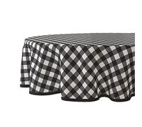 Wicotex - Nappe en toile cirée - Nappe - Carreaux noirs - Ronde 160cm - Amovible - Lavable