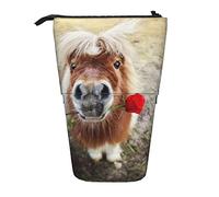 WICRON Trousse à Crayons télescopique, Cheval et Support de Rose Porte-Crayon avec Fermeture éclair Trousse de Maquillage Pochette à Crayons Sac à Stylo