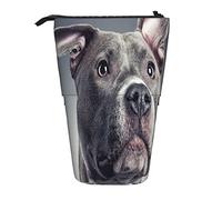 WICRON Trousse à Crayons télescopique, Pitbull Dog Cute Stand Porte-Crayons avec Fermeture à glissière Trousse de Maquillage Pochette à Crayons Sac à stylos