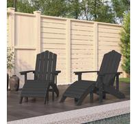 Wicterencia Adirondack Lot de 2 chaises de jardin avec tabourets en polyéthylène haute densité résistant aux intempéries, blanches, pliables, empilables, à dossier haut, confortables, idéales pour