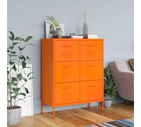 Wicterencia Armoire à tiroirs en acier orange 80 x 35 x 101,5 cm avec 6 tiroirs, meuble robuste pour salon, cuisine ou bureau, montage mural sûr, idéal pour l'ordre et l'espace de rangement