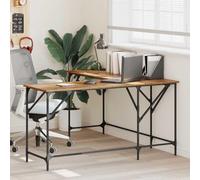 Wicterencia Bureau d'angle en bois vieilli 149 x 149 x 75 cm avec espace de rangement et gestion des câbles pour bureau à domicile, ergonomique, peu encombrant, robuste, réglable en hauteur, pliable
