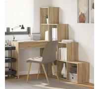 Wicterencia Bureau d'angle en chêne Sonoma avec espace de rangement, durable, peu encombrant, ergonomique, adapté pour le bureau à domicile et les salles d'étude, réglable en hauteur, pliable, idéal