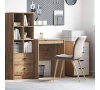 Wicterencia Bureau d'ordinateur - 60 x 50 cm - En bois - Bureau d'angle pour bureau à domicile et bureau - Avec espace de rangement et réglage de la hauteur pliable - En chêne Artisan