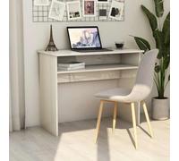 Wicterencia Bureau d'ordinateur blanc brillant 90 x 50 x 74 cm avec compartiment de rangement pour bureau, bureau à domicile, jeunes, enfants, peu encombrant, ergonomique, robuste, facile à nettoyer