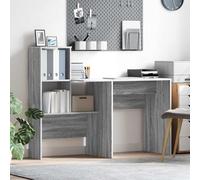Wicterencia Bureau d'ordinateur Sonoma gris 131,5 x 50 x 106,5 cm en bois avec espace de rangement, idéal pour le bureau, le bureau, le travail, les jeux, les jeunes, les enfants, ergonomique, peu