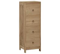 Wicterencia Commode 30 x 30 x 90 cm en teck massif avec 4 tiroirs pour espace de rangement dans le salon, la chambre à coucher, le couloir, buffet rustique avec détails en laiton, meubles de salon et