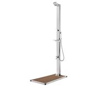 Wicterencia Douche de jardin avec plaque de fond marron 225 cm en acier inoxydable douche extérieure piscine jacuzzi accessoires résistant aux intempéries nettoyage confortable