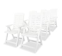 Wicterencia Lot de 6 chaises longues de jardin, blanches, résistantes aux intempéries, pliables et empilables, pour balcon, terrasse, salon extérieur et piscine avec dossier réglable, confortables et