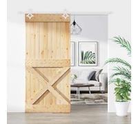 Wicterencia Porte coulissante 95 x 210 cm en pin massif non traité pour l'intérieur, peu encombrant, robuste, idéale pour les appartements, les maisons, les caves, les garages, l'aménagement moderne
