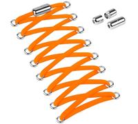 Widamin 2 Paires Élastiques Lacets Plats avec Fermeture en Métal, Lacets de Verrouillage Métal, Lacets de Sport de Chaussures pour Toutes Les Chaussures,Lacets Universels Réglables，Couleur orange