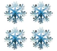 Widdle Gifts Lot de 4 décorations de plafond de Noël en aluminium - Flocon de neige - Bleu - 40 cm
