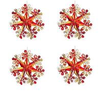 Widdle Wonderland Lot de 4 flocons de neige en forme d'étoile de Noël Rouge/doré