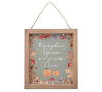 Widdop and Co. - Country Living - Plaque en bois à suspendre "Pumpkin Spice And All Things Nice". Décoration d'intérieur automnale pour salon, cuisine ou chambre à coucher. H : 17 cm x l : 15 cm.
