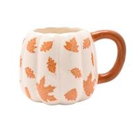 Widdop and Co Country Living Tasse citrouille - Tasse en céramique avec feuilles d'oranger pour l'automne, boissons chaudes confortables, cadeau saisonnier pour les amateurs de café et de thé