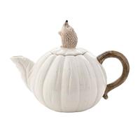 Widdop and Co. - Country Living Théière hérisson en céramique émaillée blanche Décoration d'intérieur Cadeau pour thé, café, cuisine et dîners + Amateurs d'animaux et de la nature - H 16 x l 21,5 x P