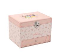 Widdop and Co Disney Princess Boîte à bijoux musicale Rose pastel 15,5 x 11,5 x 11,5 cm avec miroir et tiroir coulissant Motif château