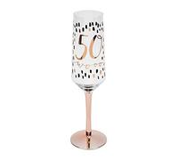 Widdop and Co Hotchpotch Flûte à champagne Prosecco de luxe en verre doré rose avec tige pour 50e anniversaire