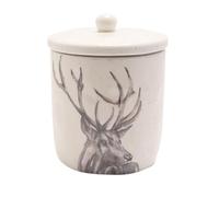 Widdop and Co Majestic Country Boîte de cuisine en céramique Motif cerf Pour thé/café/sucre/aliments secs Crème neutre mouchetée 18,5 cm