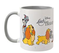 Widdop and Co. - Mug Disney Lady & The Tramp - Tasse en grès émaillé gris/blanc pour thé et café - Sous licence officielle Disney Merchendise (325 ml).
