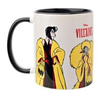 Widdop and Co. - Tasse Disney Cruella - Tasse en grès émaillé noir et blanc avec icônes et méchants - Produit sous licence officielle Disney (325 ml).