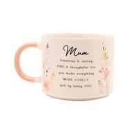 Widdop and Co The Cottage Garden Tasse en céramique avec motif floral, inscription « Mum », poignée pêche, capacité de 325 ml, finition brillante