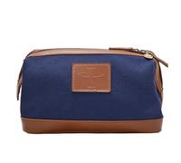 Widdop and Co. Trousse de toilette Royal Air Force Spitfire en toile et simili cuir - Produit sous licence officielle RAF Navy & Brown - Accessoire de style de vie pour les fans d'histoire, d'aviation