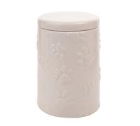Widdop Best of Breed Bocal à friandises en céramique blanche Motif empreintes de pattes d'animaux de compagnie Idéal pour les amoureux des chiens