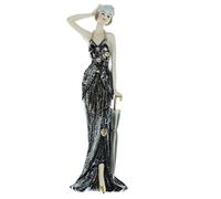 Widdop Bingham Superbe figurine art déco « Broadway Belles », robe noire rose debout