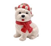 Widdop Christmas Westie - Bocal à friandises festif en céramique en forme de chien pour biscuits, bonbons et friandises - Décoration de cuisine et cadeau Père Noël et amis