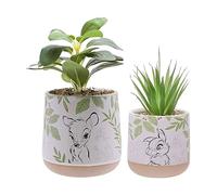Widdop Set de 2 pots Disney Forest Friends Bambi – Céramique, plantes artificielles, intérieur