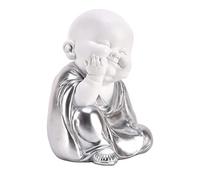 Widdop HESTIA HE1675 Bébé Bouddha argenté et blanc Décoration Zen Enfant Mains sur le menton