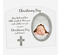 Widdop MDF Cadre photo Icône Blanc/argent baptême Jour 7,6 x 10,2 cm
