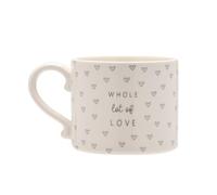 Widdop Mug en céramique avec inscription « Whole Lot of Love » - Blanc - Tasse à café, thé, boissons chaudes - Environ 350 ml - Cadeau d'anniversaire pour un être cher