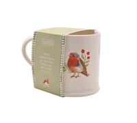 Widdop Mug rouge-gorge - Tasse de Noël en céramique blanche avec motif rouge-gorge - Tasse à thé et café festive inspirée de la nature - Cadeau saisonnier pour les mères
