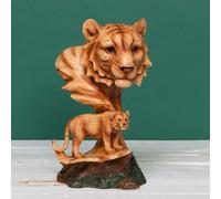 Widdop Naturecraft Figurine Lion et Petit Lion en résine Effet Bois Marron Taille Unique
