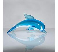 Widdop Objets dArt Décoration miniature en verre dans une boîte - Dauphin Bleu