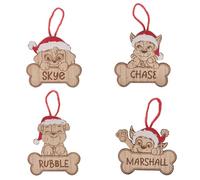 Widdop Paw Patrol Lot de 4 décorations en bois à suspendre pour sapin de Noël Chase Marshall Skye Rouble