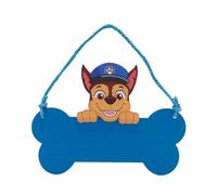 Widdop Plaque en bois à suspendre Paw Patrol Chase pour chambre à coucher, cadeau pour enfants, bleu