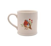 Widdop Tasse en céramique rouge-gorge - Tasse à thé et café élégante avec illustration d'oiseau - Verre classique de Noël et idée cadeau saisonnière